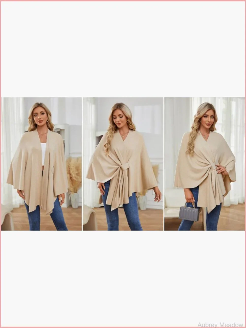 Elegant Shawl Wrap Poncho Open Front Soft Versatile Knit